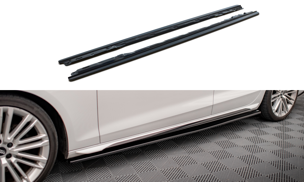 Zijskirts Audi S4 / A4 S-Line B9 Maxton Glanzend Zwart