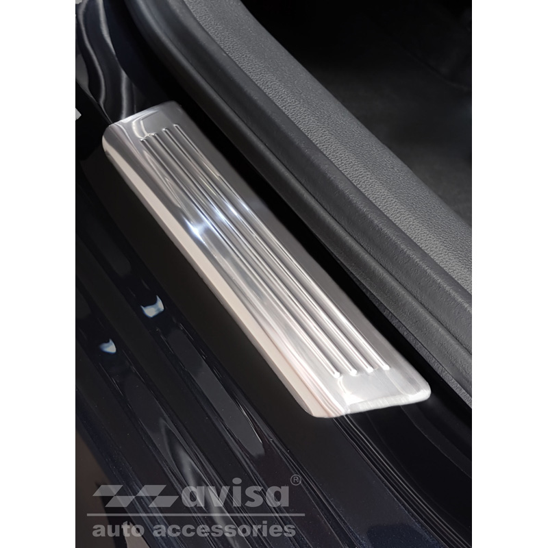 Seuils de portes inoxydable sur mesure pour Skoda Octavia IV Sedan/Kombi 2020-2024 & FL 2024- 'Lines' - 4-pièces
