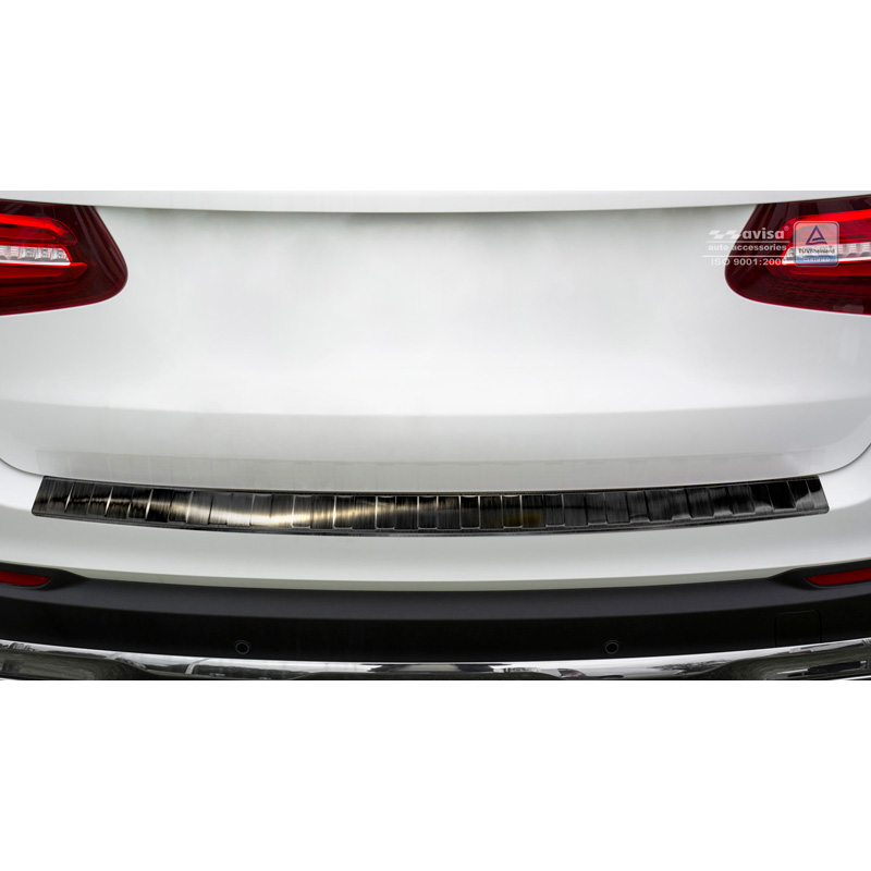 Protection de seuil arrière inox noir sur mesure pour Mercedes GLC 5-portes 2015-2019 & FL 2019- 'Ribs'