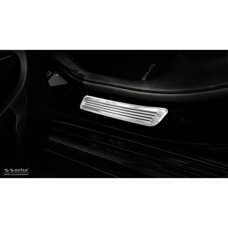 Seuils de portes inoxydable sur mesure pour Mercedes Classe-C W205 2014-2019 & FL 2019-2021 & W206 2021- 2-pièces (portes arrières)