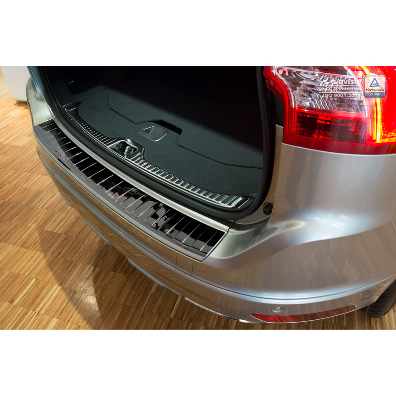 Protection de seuil arrière inox Noir-Chromé sur mesure pour Volvo XC60 2013-2016 'Ribs'