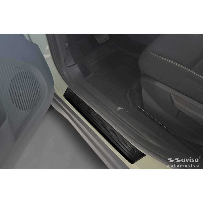 Avisa Seuils de portes inoxydable noir mat sur mesure pour Fiat Grande Panda (328) 2025- - 'Lines' - 4-pièces