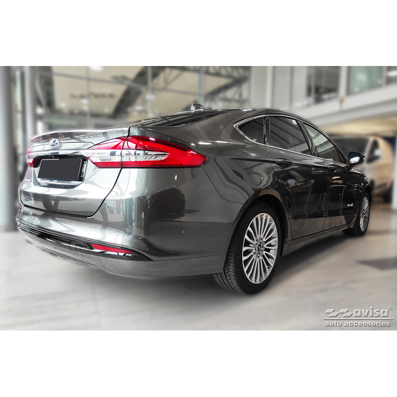 Protection de seuil arrière inox noir sur mesure pour FFord Mondeo V Hatchback/Sedan 2014-2019 & FL 2019- 'Ribs'