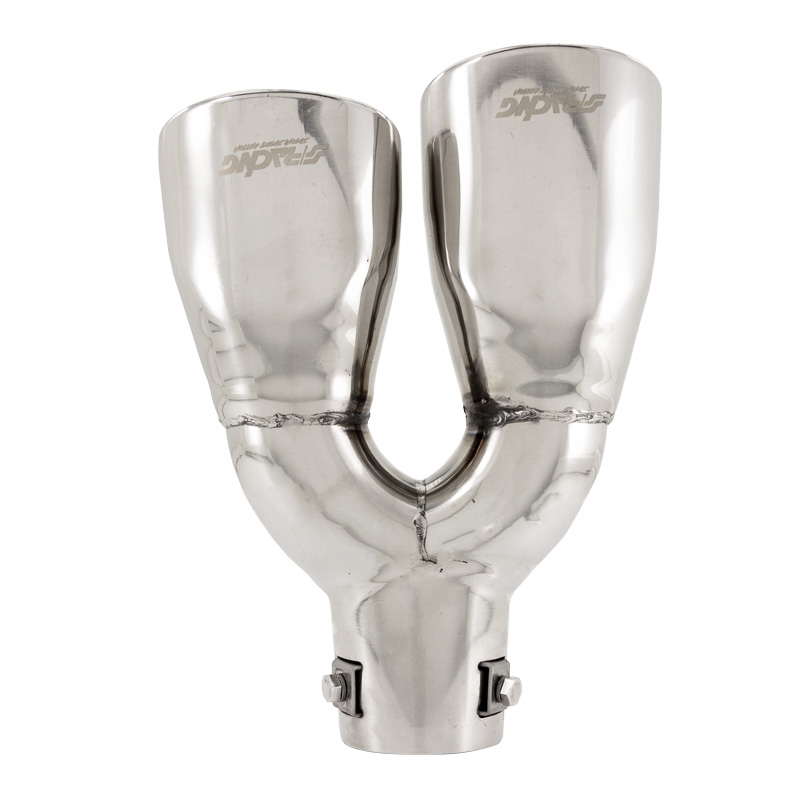 Simoni Racing Embout d'Échappement Ovale Double/Oblique Inox - 167x67xL220mm - Montage 37->57mm - à droite