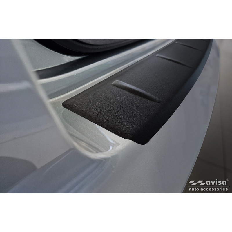 Protection de seuil arrière inox noir mat sur mesure pour Skoda Kamiq Facelift 2024- 'Ribs'