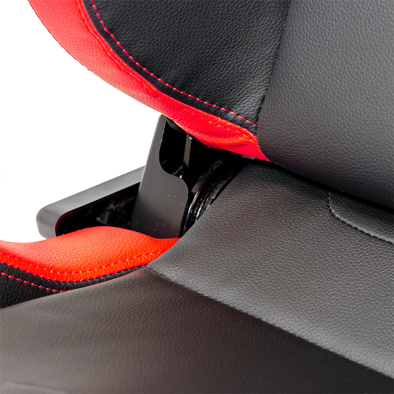 Siège baquet 'RS6-II' - Noir-Mattes/Simili Cuir Rouge - Dossier réglable - incl. glissières