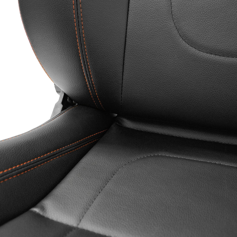 Siège baquet 'Retro II' - Simili Cuir Noir + Surpiqûres rouge - Dossier réglable - incl. glissières
