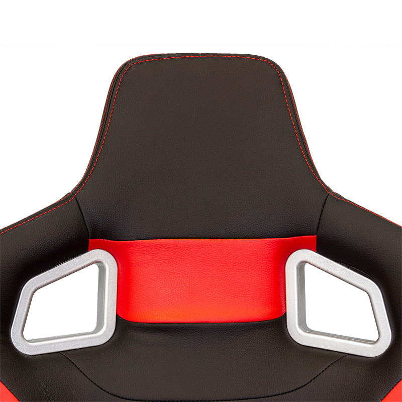 Siège baquet 'RS6-II' - Noir-Mattes/Simili Cuir Rouge - Dossier réglable - incl. glissières