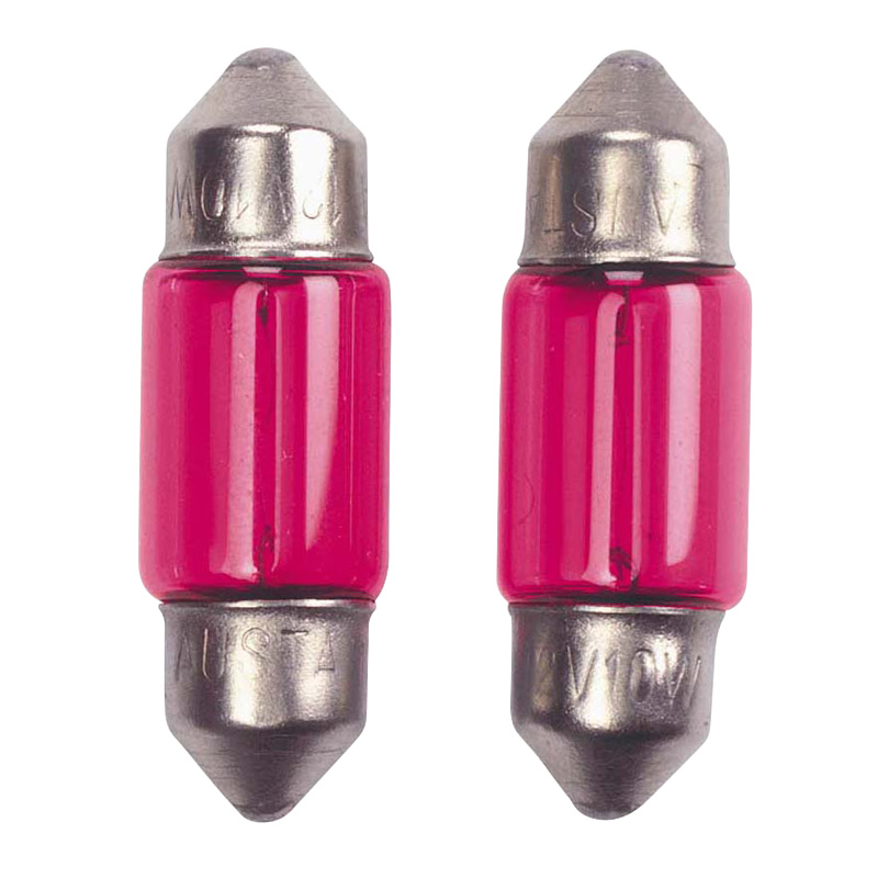 Festoon Ampoules 10W/12V 11x39mm Rouge (Coated), set de 2 pièces