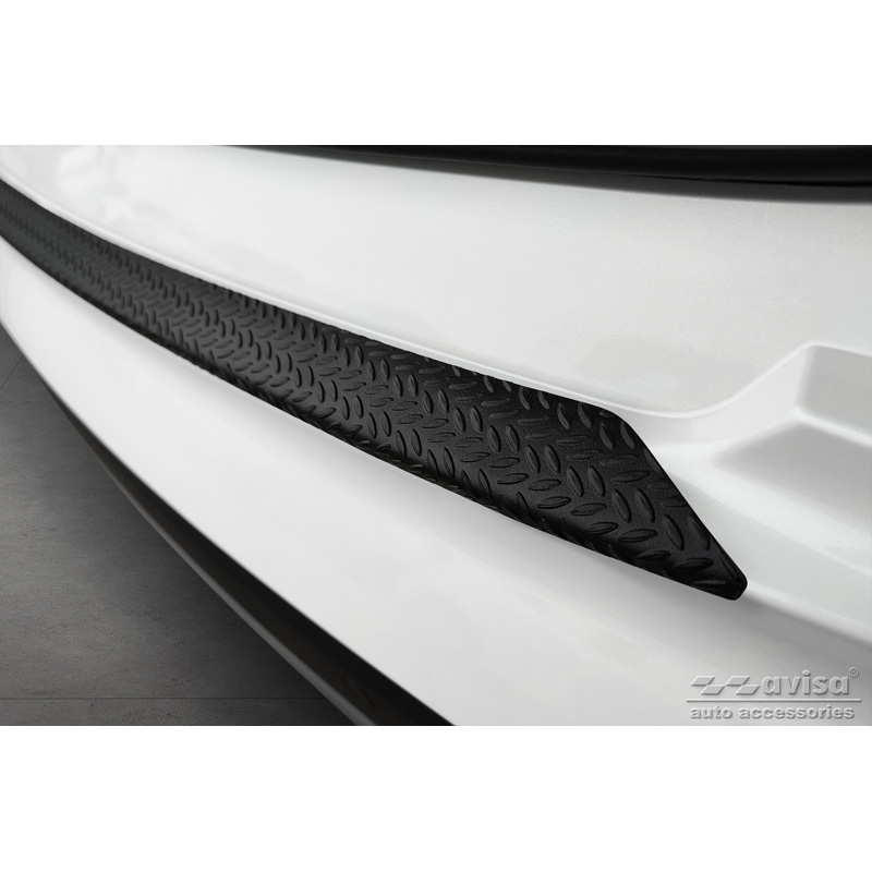 Protection de seuil arrière en aluminium noir mat sur mesure pour Kia Sorento IV 2020- 'Riffled Plate'