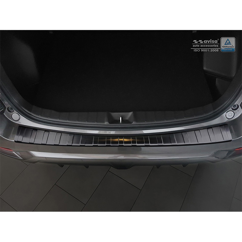 Protection de seuil arrière inox noir sur mesure pour Mitsubishi ASX 2017-2019 'Ribs'