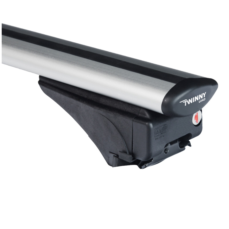 Jeu de barres de toit universelle Twinny Load Aluminium Fly Bar 124cm pour voitures avec barres longitudinales d'origine ouvertes et intégrées