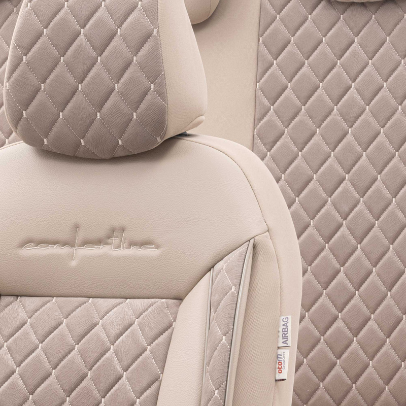 Housse de sièges universel en velours/textile 'Comfortline VIP' Crème - 11-pièces - adapté aux Side-Airbags