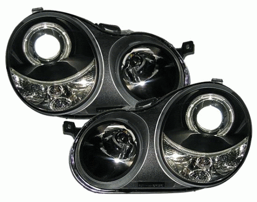 Phares VW Polo 9N 01-05 Angel Eyes noire