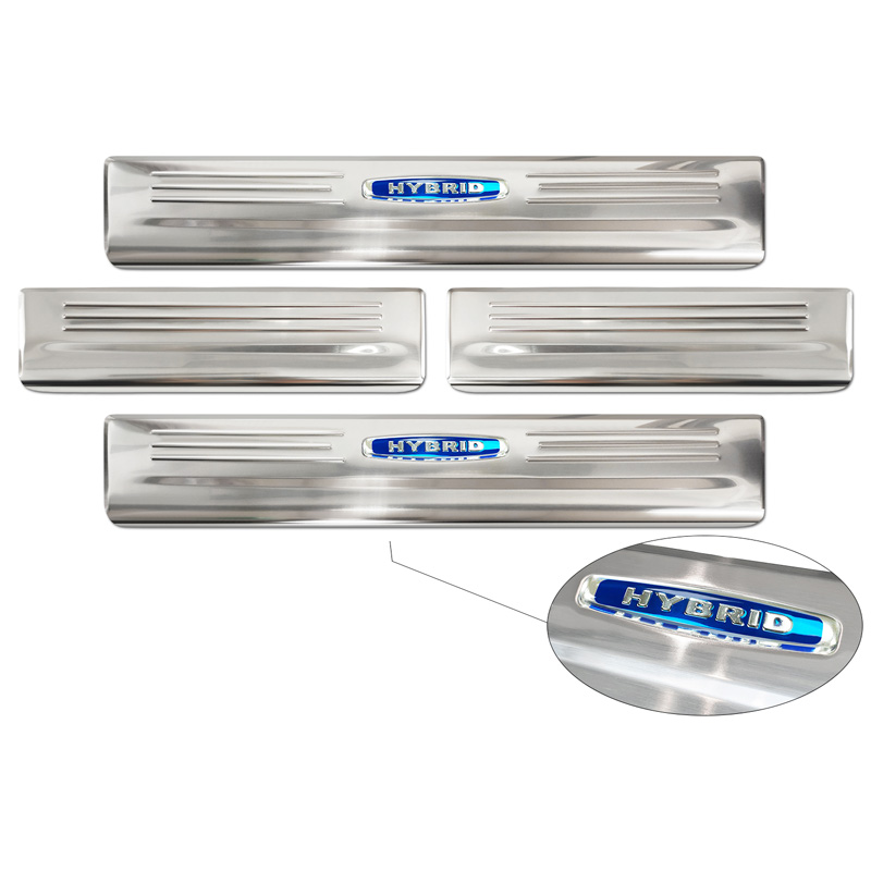 Seuils de portes inoxydable sur mesure pour Toyota Highlander XU70 2020- 'Hybrid' - 4-pièces