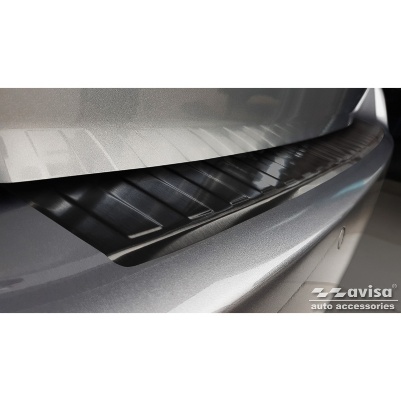 Protection de seuil arrière inox noir sur mesure pour Peugeot 308 II SW 2013-2017 & Facelift 2017-2021 'Ribs'