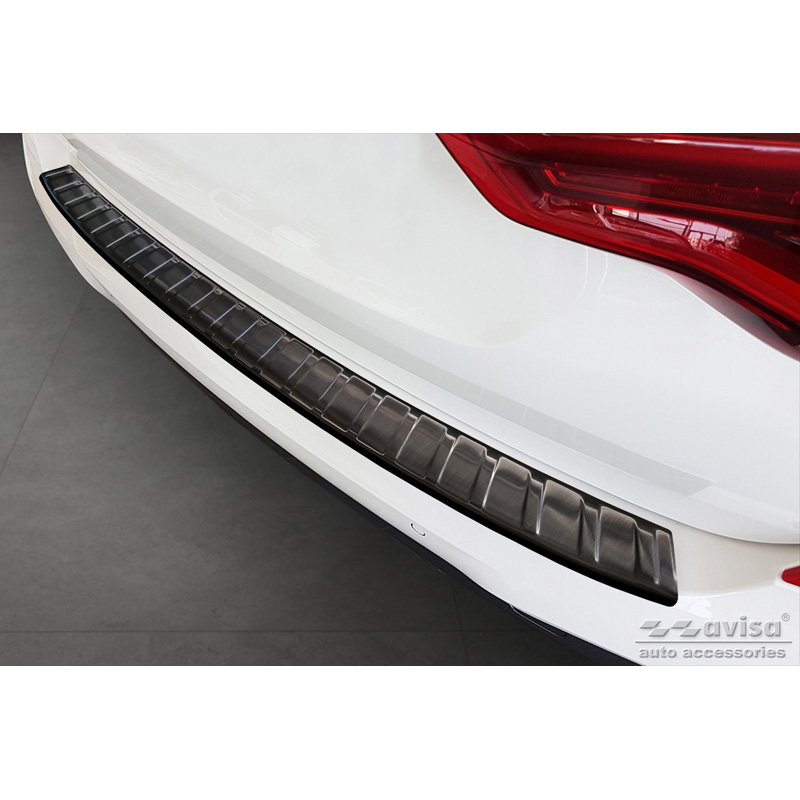 Protection de seuil arrière inox noir sur mesure pour BMW X3 G01 Paquet M 2017-2021 & Facelift 2021- 'Ribs'