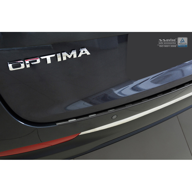 Protection de seuil arrière inox noir sur mesure pour Kia Optima Combi 2016- 'Ribs'