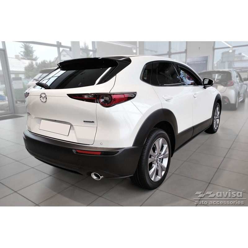 Protection de seuil arrière inox noir mat sur mesure pour Mazda CX-30 2019 'Ribs'
