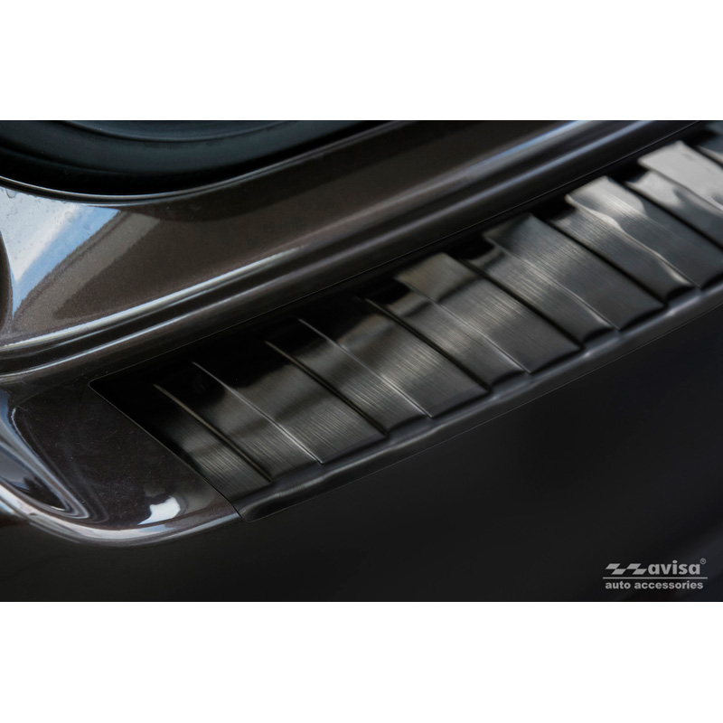 Protection de seuil arrière inox noir sur mesure pour Fiat Tipo Sedan 2016-2020 & FL 2020- 'Ribs'