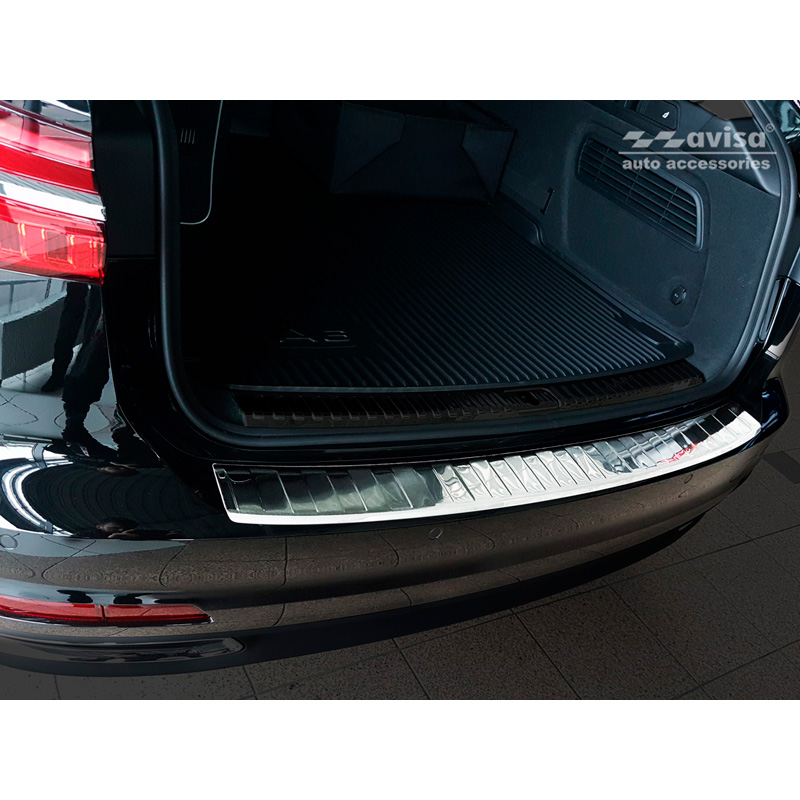 Protection de seuil arrière inox sur mesure pour Audi A6 (C8) Avant 2018-2023 & Facelift 2023- 'Ribs' incl. S-Line & Allroad