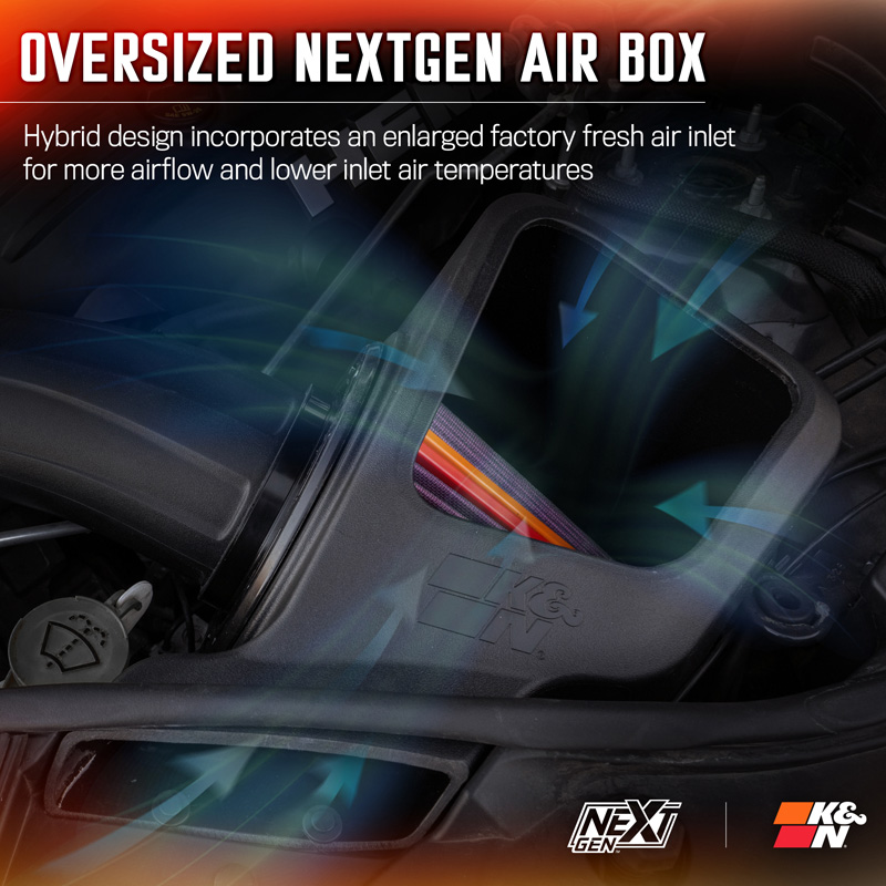 K&N NextGen d'admission d'air froid  sur mesure pour Jeep Grand Cherokee & Dodge Durango 5.7L V8 2011-2025 (50-1563)