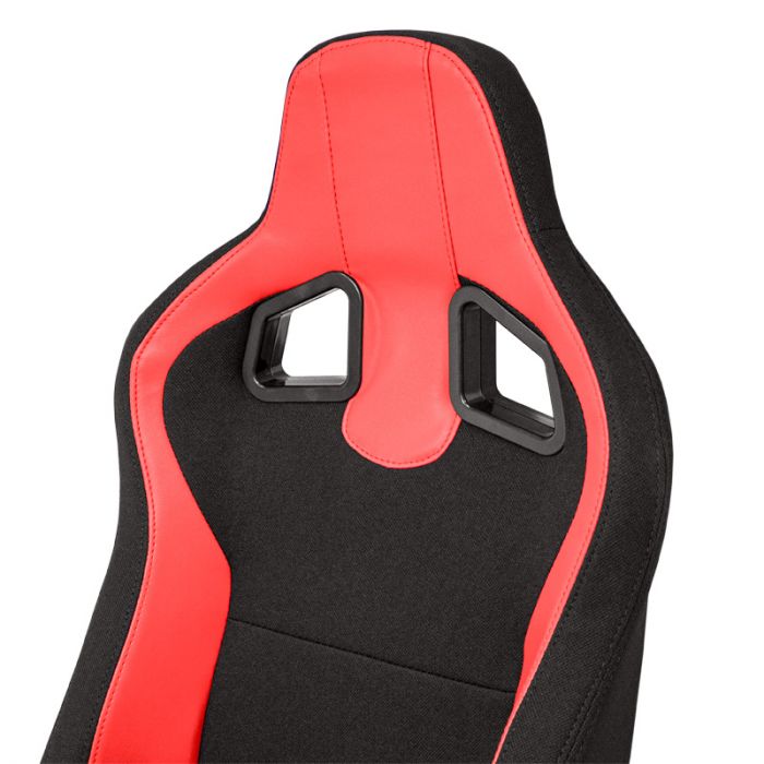Siège baquet 'MR' - Simili Cuir Noir + Rouge Textile Pine - Dossier réglable - incl. glissières