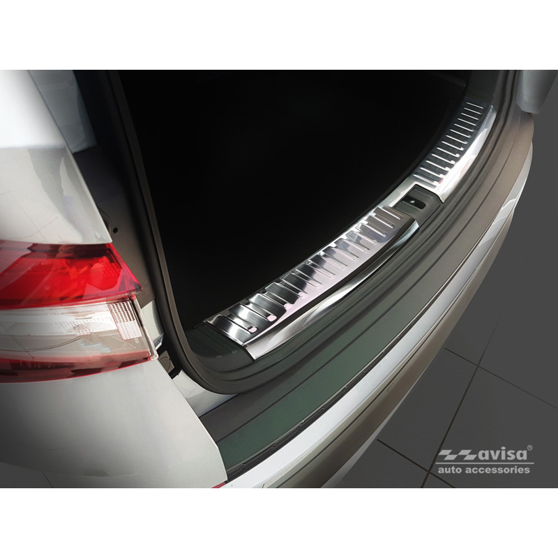 Protection de seuil arrière d'intérieur inox sur mesure pour Skoda Kodiaq 2017-2021 & FL 2021-2024 'Ribs'