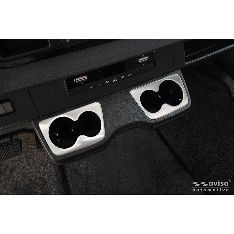 Avisa Cache pour porte-gobelet (2 pièces) Acier Inox sur mesure pour Mercedes Sprinter III 2018- - Argent