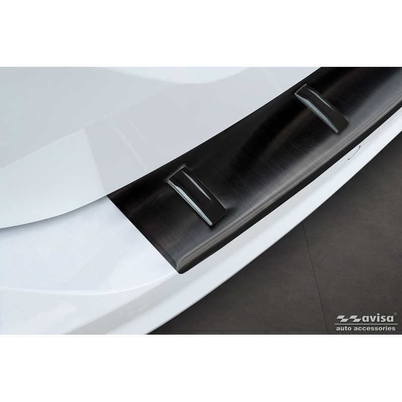 Avisa Protection de seuil arrière inox noir sur mesure pour Volkswagen Touran III 2015- incl. R-Line 'STRONG EDITION'