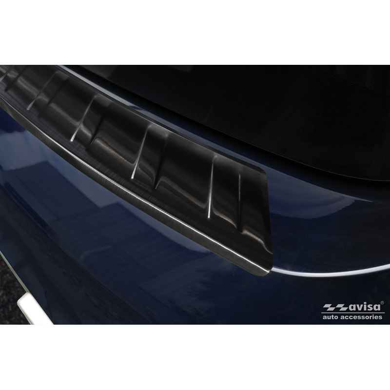 Protection de seuil arrière inox noir sur mesure pour BMW iX3 (G08) 2020- 'Ribs'