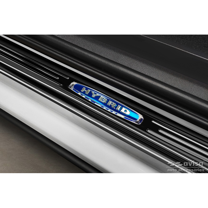 Seuils de portes inoxydable noir sur mesure pour Volkswagen Touareg III 2018- 'Hybrid' - 4-pièces