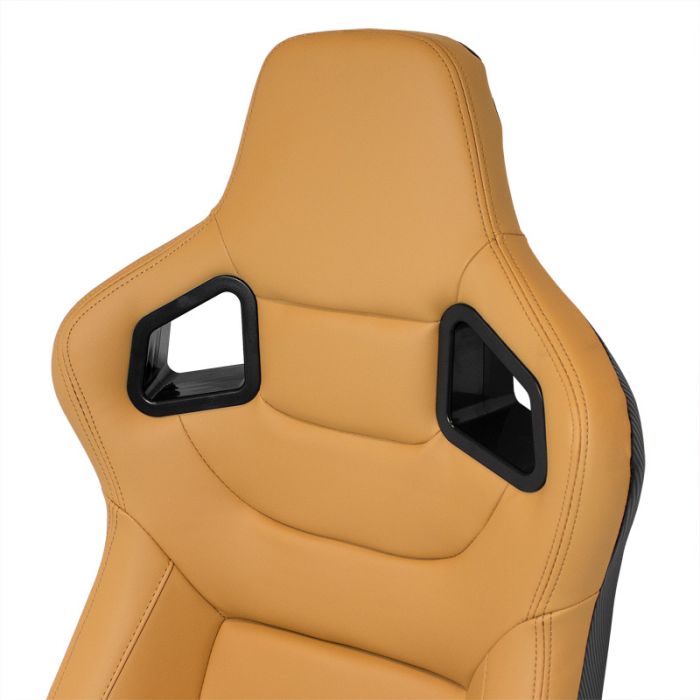 Siège baquet 'RK' - Beige Simili Cuir - Dossier réglable - incl. glissières