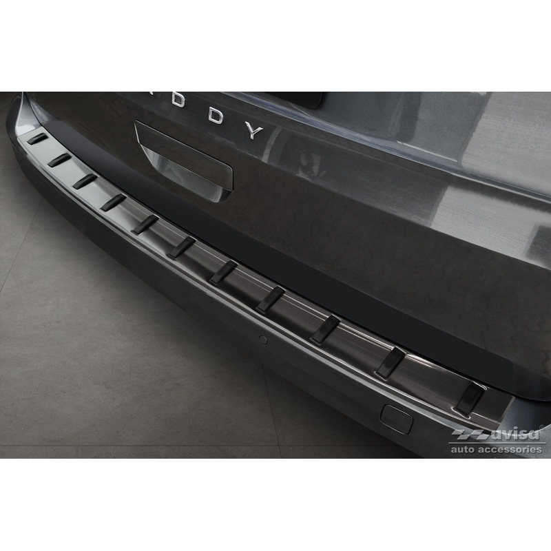 Protection de seuil arrière inox noir sur mesure pour Volkswagen Caddy V Cargo & Combi 2020- 'STRONG EDITION'