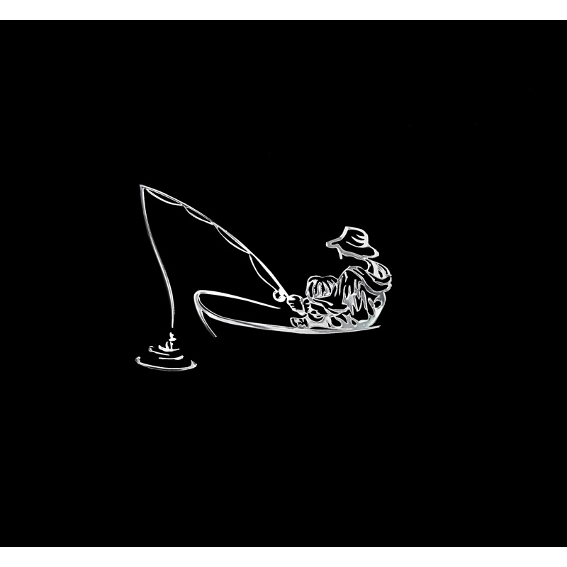 Autocollant Nickel 'Angler in a boat' - 70x49mm