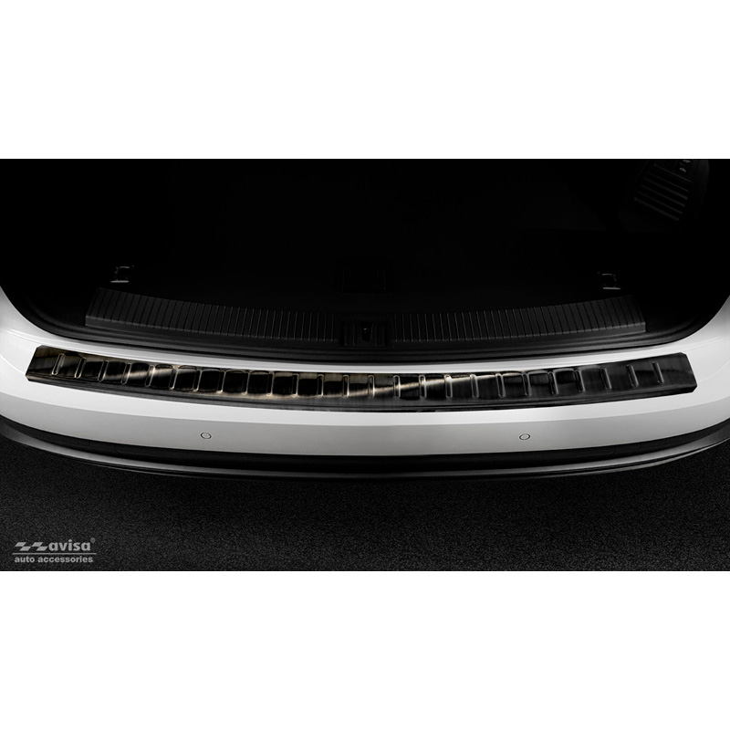 Protection de seuil arrière inox noir sur mesure pour Volkswagen Touareg III (CR7) 2018- Incl. Facelift 'Ribs'