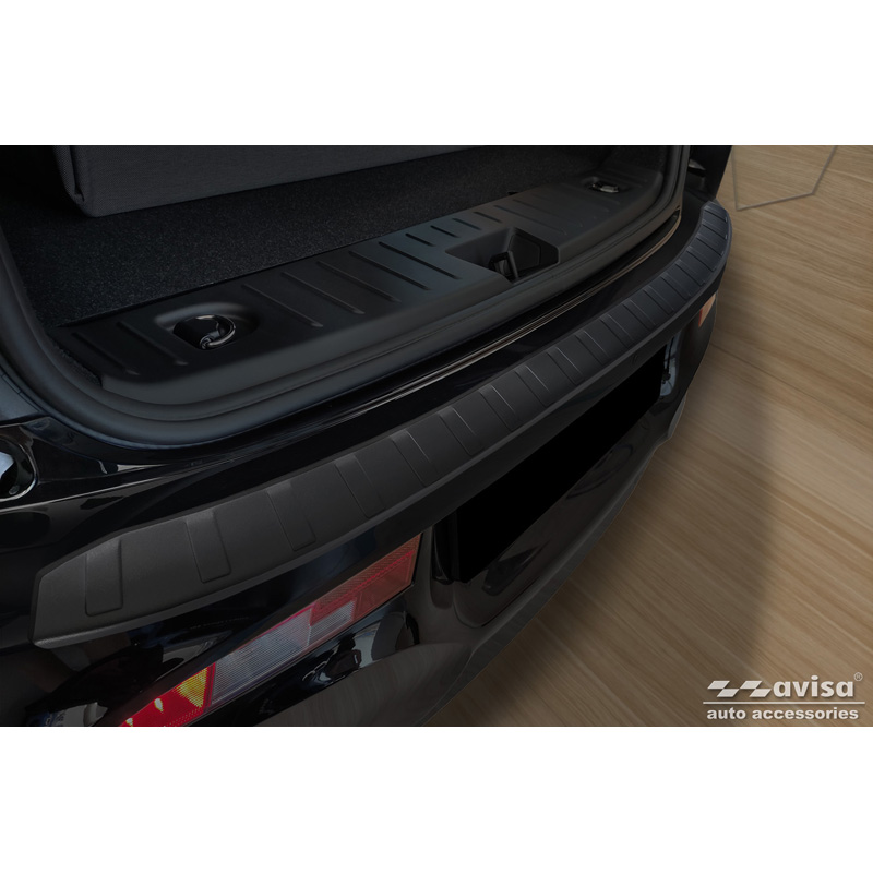Protection de seuil arrière inox noir mat sur mesure pour BMW i3 (i01) 2013-2017 & FL 2017-2022 'Ribs'