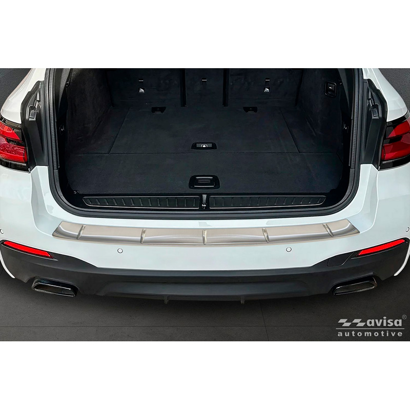 Avisa Protection de seuil arrière inox sur mesure pour BMW Série 5 G31 M-Sport Touring Facelift 2020-2024 'Ribs'