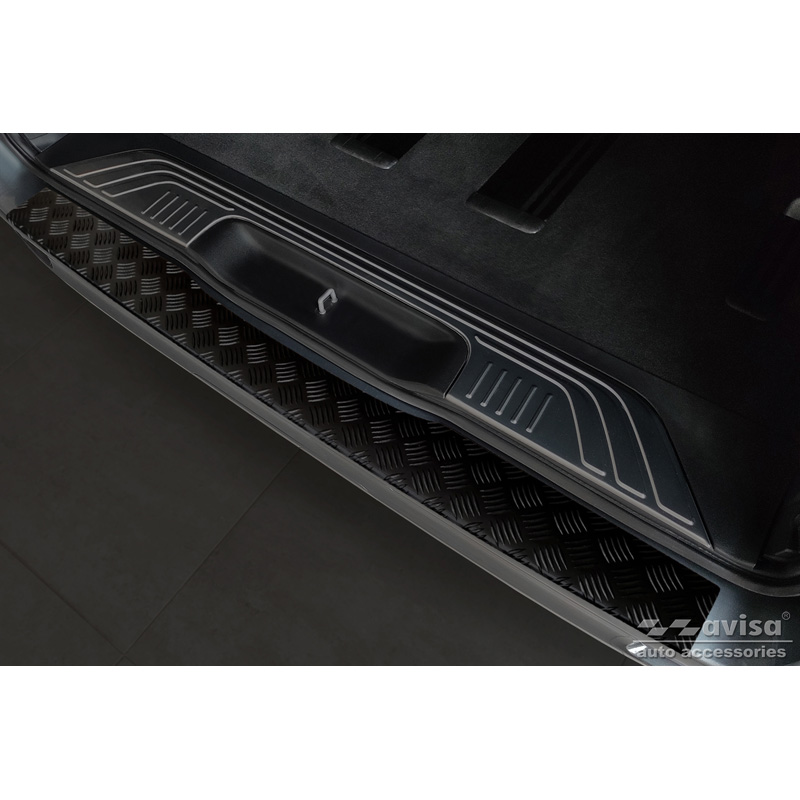 Protection de seuil arrière en aluminium noir mat sur mesure pour Mercedes Vito & Classe-V 2014-2019 & Facelift 2019- 'Riffled Plate'