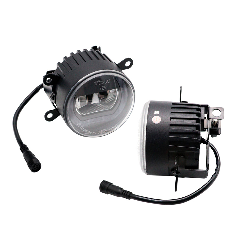 Jeu de phares antibrouillard semi-universels à LED + feux diurnes 'U-Shape' - diamètre 90mm - ECE-R19/R87 E-marque d'homologation
