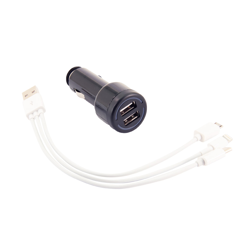 3-in-1 Kit chargeur universel avec prise allume-cigare - 3A - USB - Type C