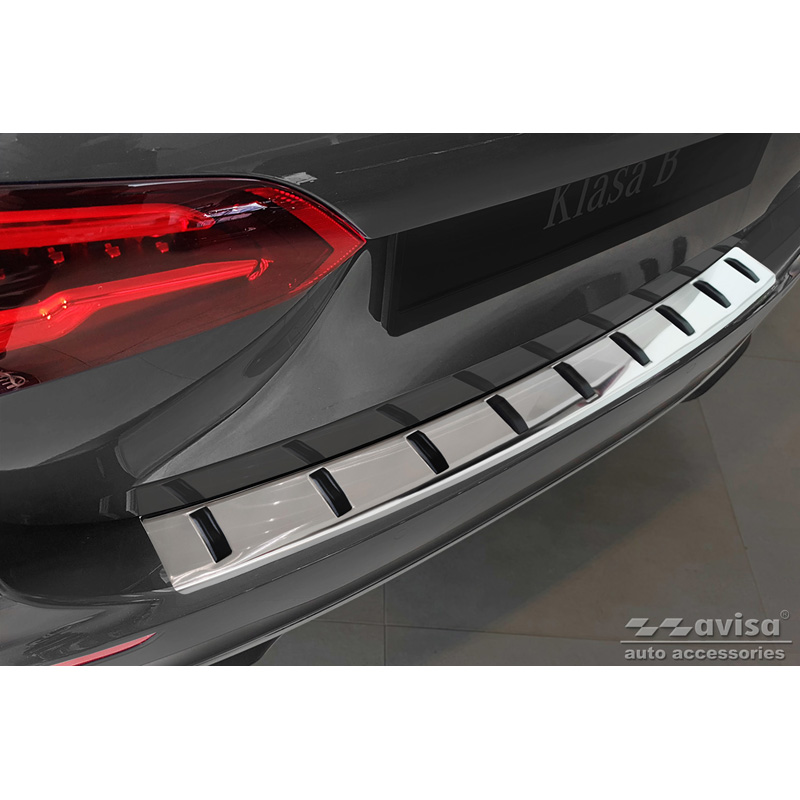 Protection de seuil arrière inox sur mesure pour Mercedes Classe-B (W247) 2019- (incl. AMG) 'STRONG EDITION'