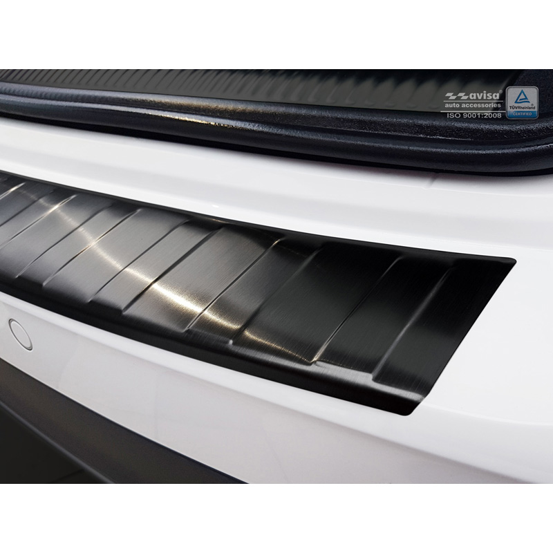 Protection de seuil arrière inox noir sur mesure pour Audi A4 B9 Allroad 2016-2019 & FL 2019- 'Ribs'