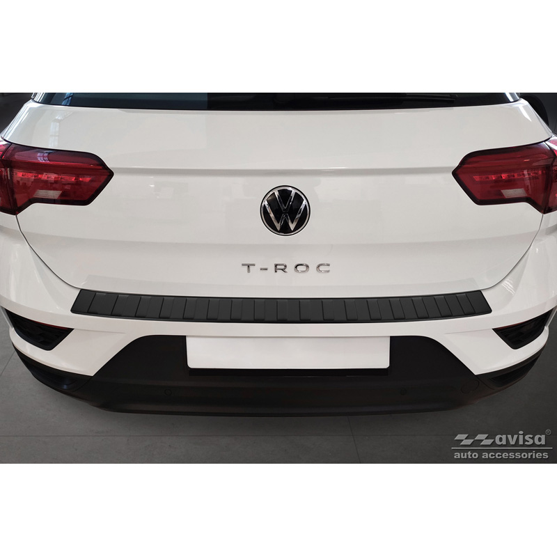 Protection de seuil arrière inox noir mat sur mesure pour Volkswagen T-Roc 2017-2022 & Facelift 2022- incl. Cabrio 'Ribs'