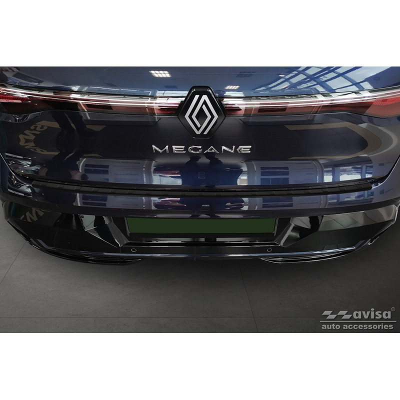 Protection de seuil arrière inox noir mat sur mesure pour Renault Megane E-Tech 2022- 'Ribs'