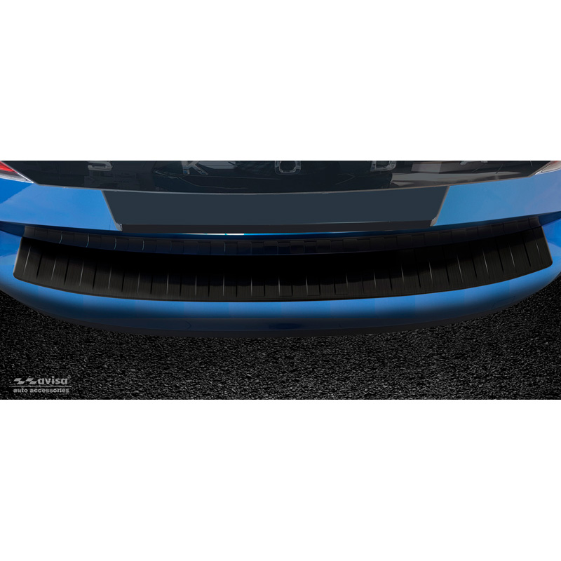 Protection de seuil arrière inox noir sur mesure pour Skoda Kamiq 2019- 'Ribs'