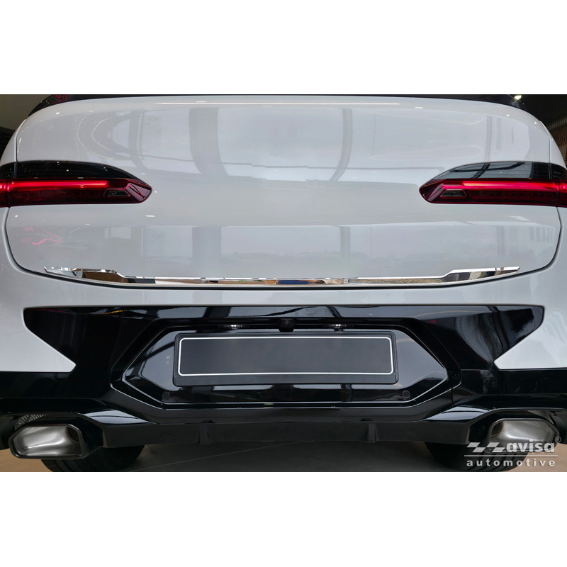 Avisa Revêtement d'habillage du hayon du coffre inox Chrome sur mesure pour BMW X4 II (G02) M-Sport Facelift 2021-
