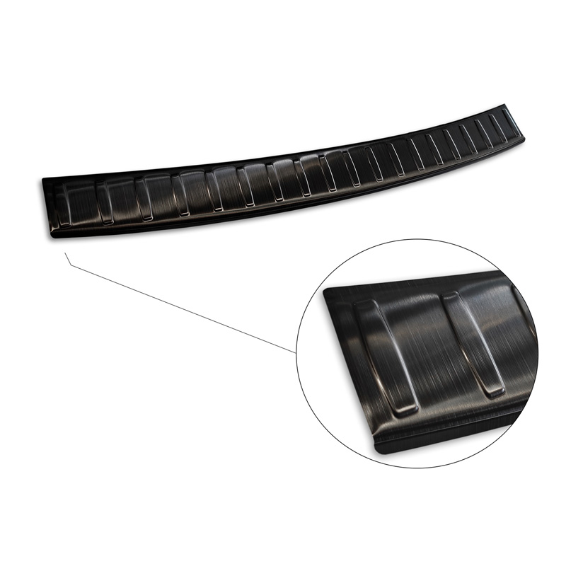 Protection de seuil arrière inox noir sur mesure pour BMW Série-3 (F31) Touring 2012-2015 & FL 2015-2019 'Ribs'