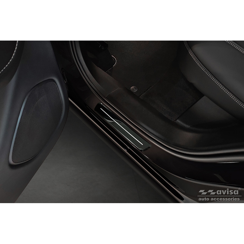 Seuils de portes inoxydable noir luisant sur mesure pour Volvo XC60 II 2017-2021 & Facelift 2021- 'Hybrid' - 4-pièces