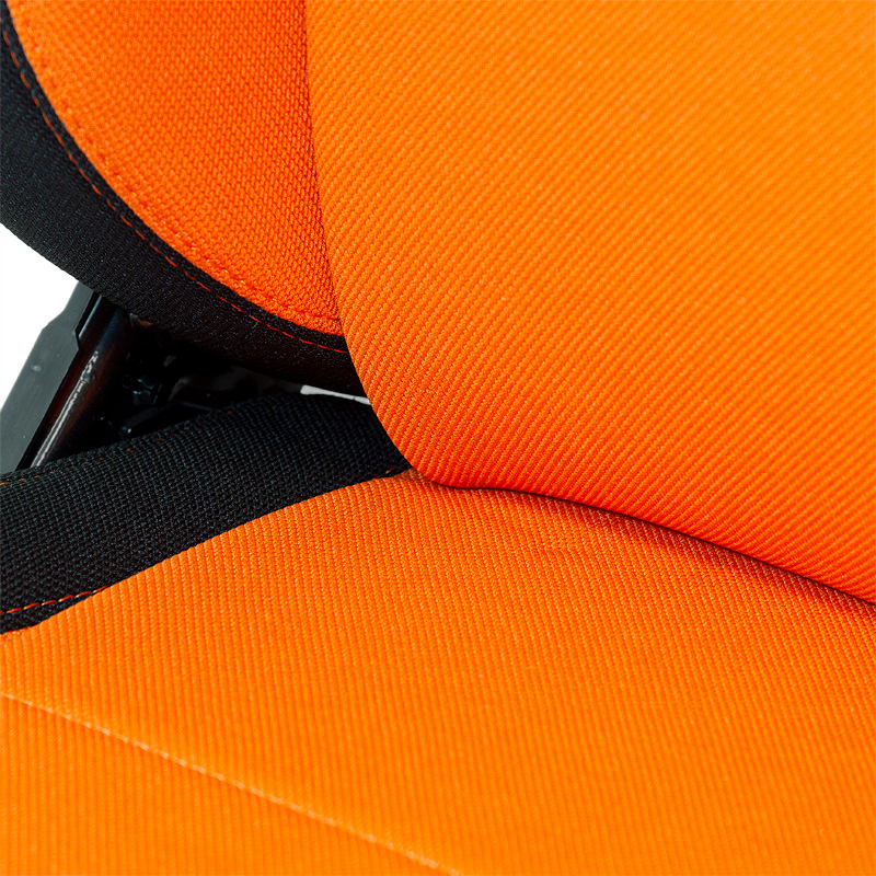 Siège baquet 'Eco' - Noir/Orange - Dossier réglable - incl. glissières
